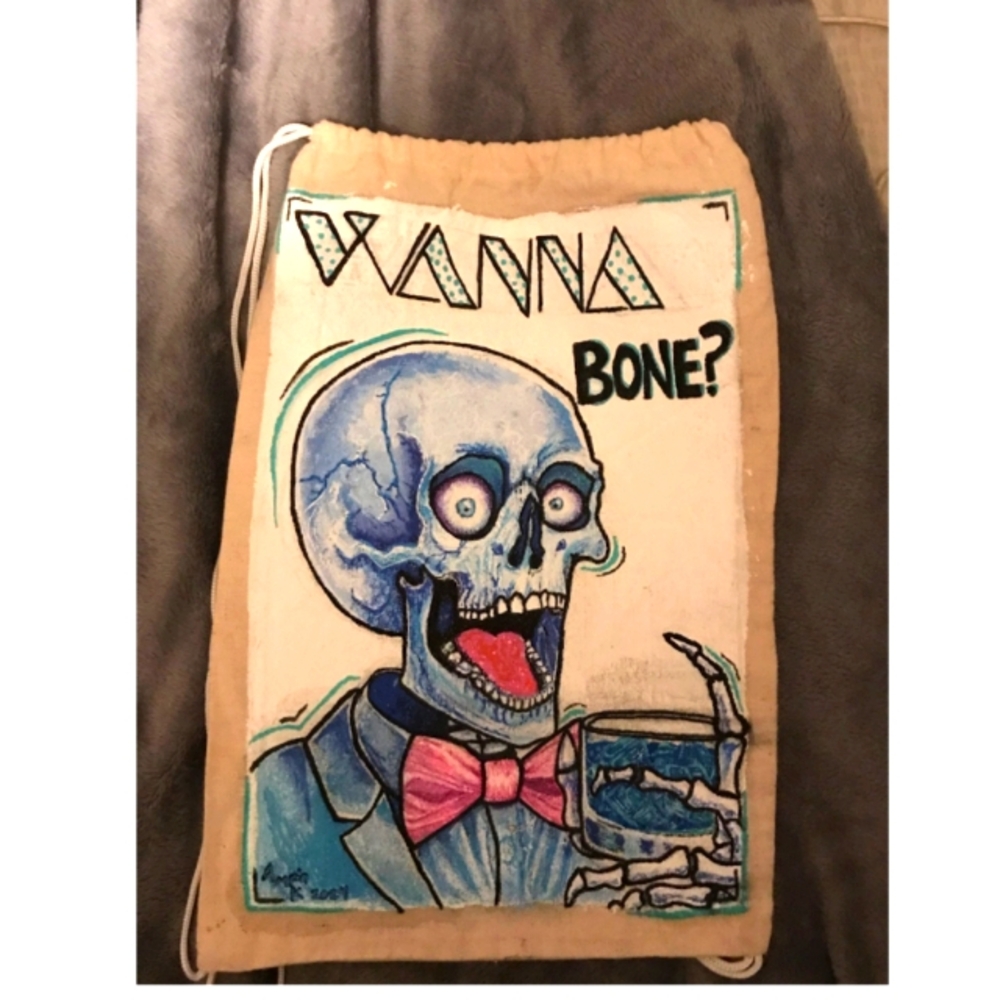 Custom Hand Drawn Canvas Drawstring Bags